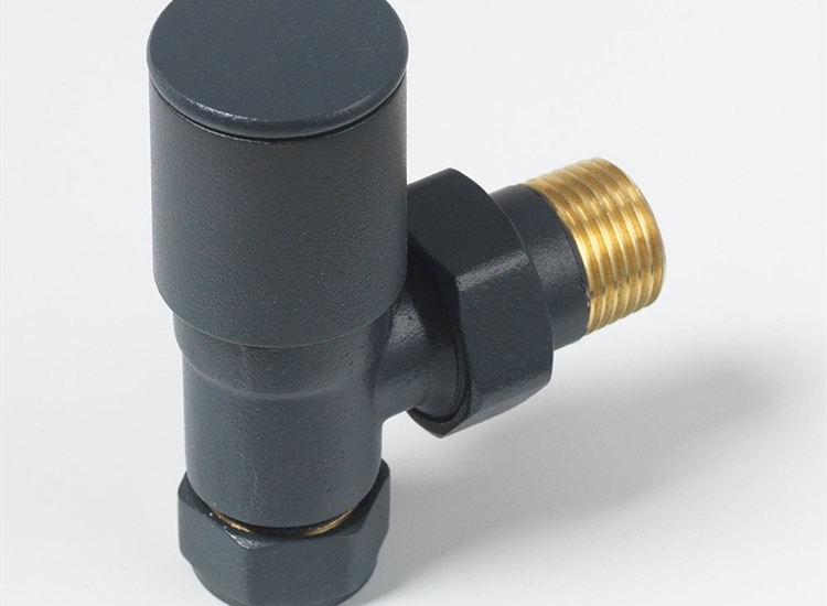Round Anthracite Radiator Valves (pair)